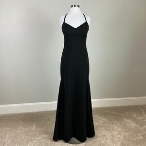 Vera Wang Backless Cut Out A-Line Long Evening Gown Black Size 4 Formal Dress